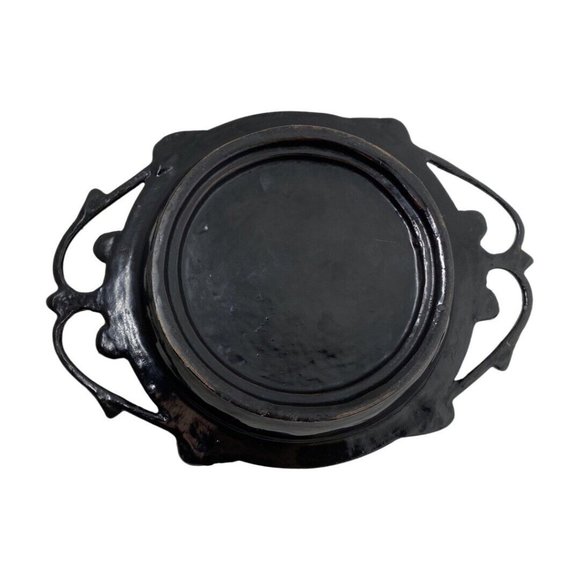 Antique Lacquered Pickled Tea Box Kyuok Ka Style Covered Dish Carved Out Handles - Picture 5 of 7